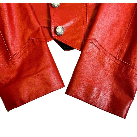 Luskeys Private Collection Women’s Red Leather Fringed Waist Jacket Stunning - Picture 5 of 10